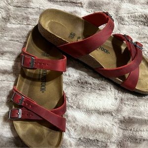 Birkenstock- Franca Oiled Leather Fire Red